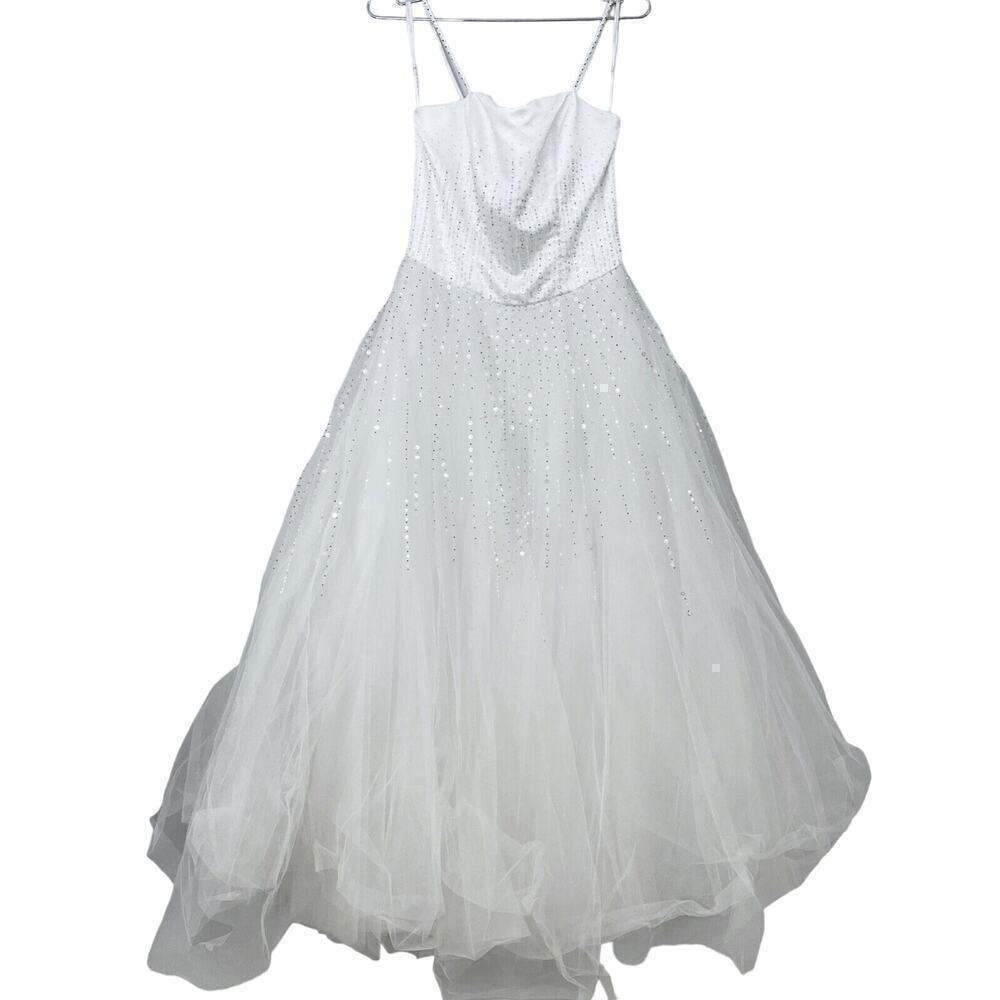 Mori Lee PURE WHITE Wedding Gown 7/8 Princess Tulle Sequins Make Baby Girl Dress